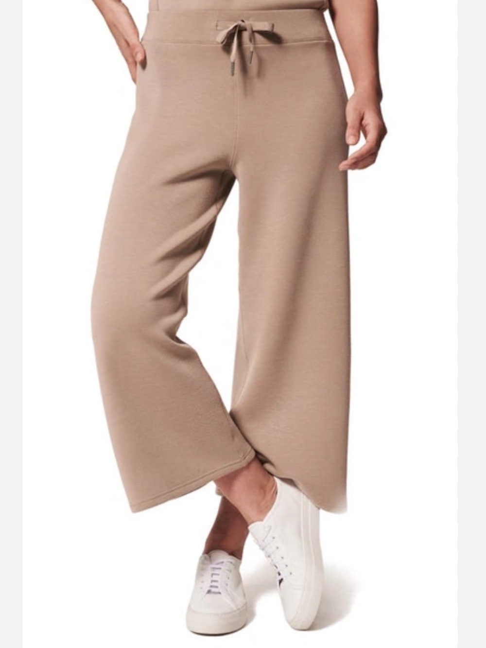 Spanx Air Essentials Wide Leg Crop Pants in Fawn size large TALL